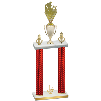 Double Red Carbon Fiber First Place Rugby Trophy