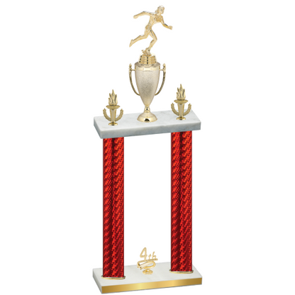 Double Red Carbon Fiber Fourth Place Running Trophy