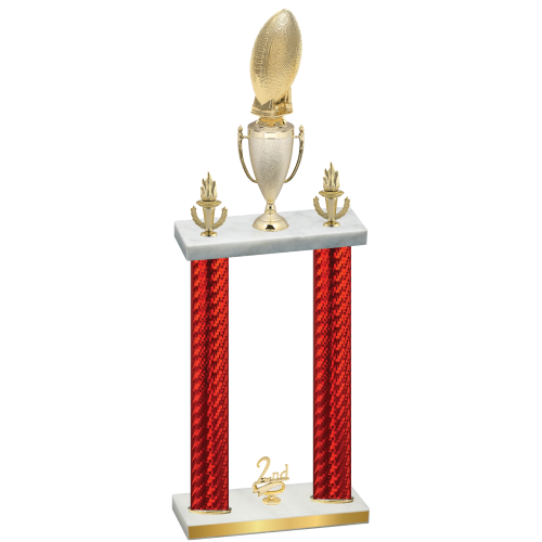 Double Red Carbon Fiber Second Place Football Trophy
