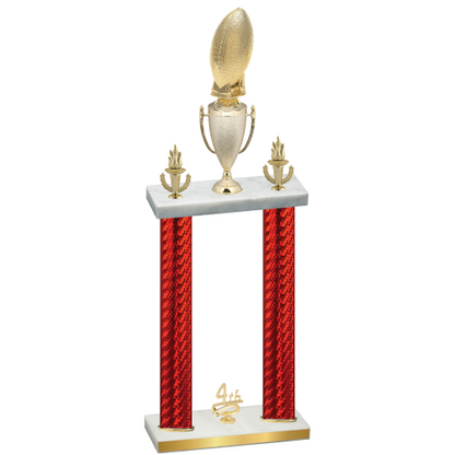 Double Red Carbon Fiber Fourth Place Football Trophy