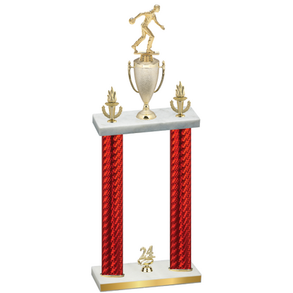 Double Red Carbon Fiber Year Bowling Trophy