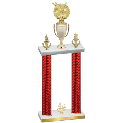 Double Red Carbon Fiber Fourth Place Bowling Trophy