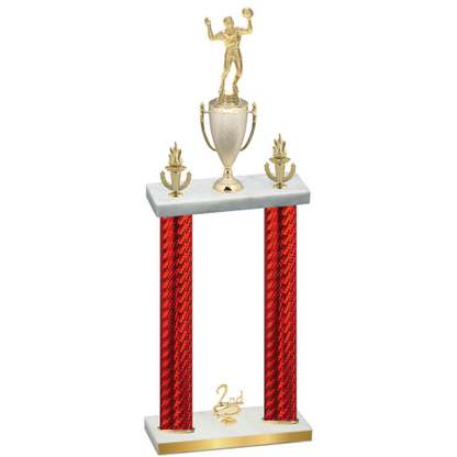 Double Red Carbon Fiber Second Place Volleyball Trophy