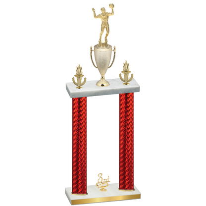 Double Red Carbon Fiber Third Place Volleyball Trophy