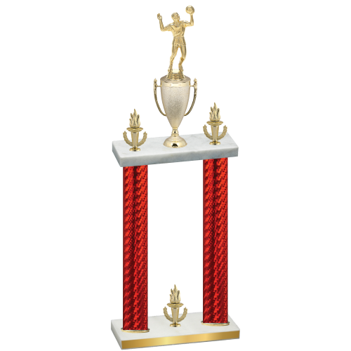 Double Red Carbon Fiber Victory Volleyball Trophy
