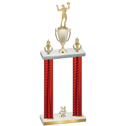 Double Red Carbon Fiber Year Volleyball Trophy