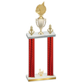 Double Red Carbon Fiber Third Place Volleyball Trophy