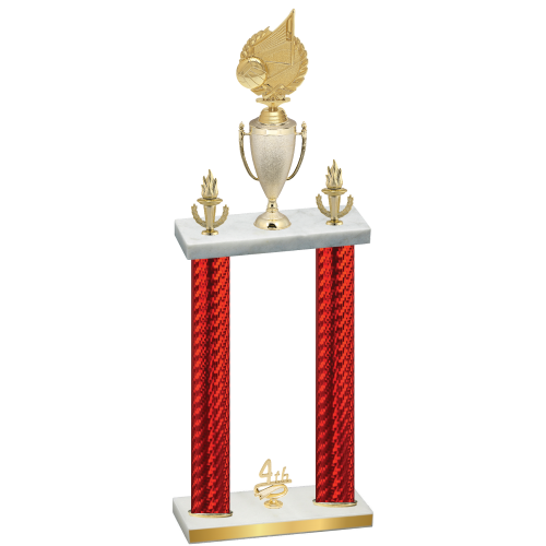 Double Red Carbon Fiber Fourth Place Volleyball Trophy