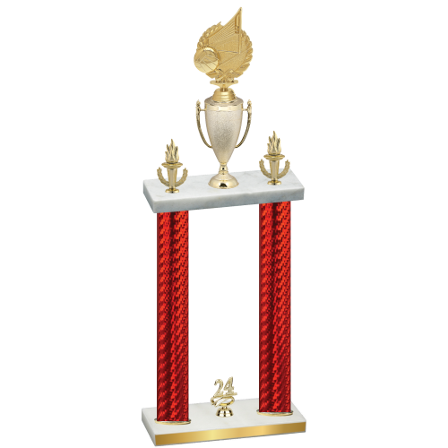 Double Red Carbon Fiber Year Volleyball Trophy