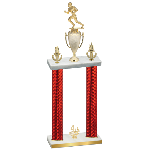 Double Red Carbon Fiber Fourth Place Football Trophy