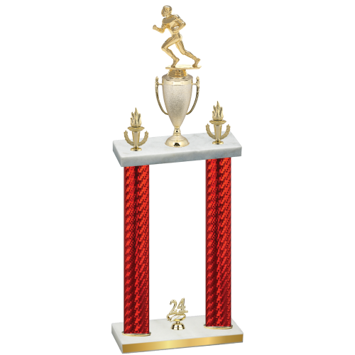 Double Red Carbon Fiber Year Football Trophy