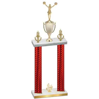 Double Red Carbon Fiber Fourth Place Cheerleading Trophy