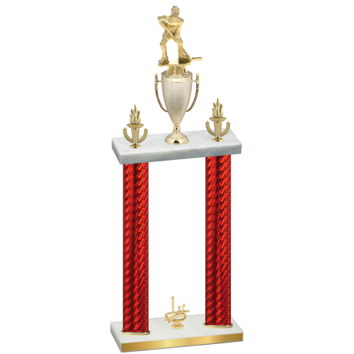 Double Red Carbon Fiber First Place Hockey Trophy