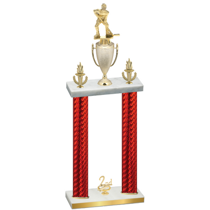 Double Red Carbon Fiber Second Place Hockey Trophy