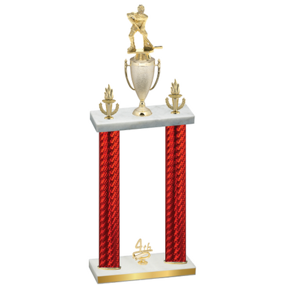 Double Red Carbon Fiber Fourth Place Hockey Trophy