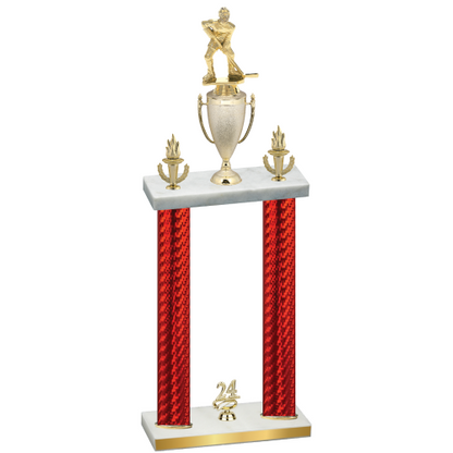 Double Red Carbon Fiber Year Hockey Trophy