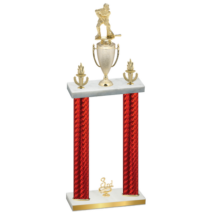 Double Red Carbon Fiber Third Place Hockey Trophy