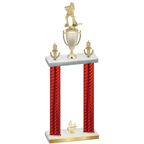 Double Red Carbon Fiber Fourth Place Hockey Trophy