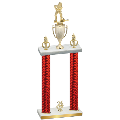 Double Red Carbon Fiber Year Hockey Trophy