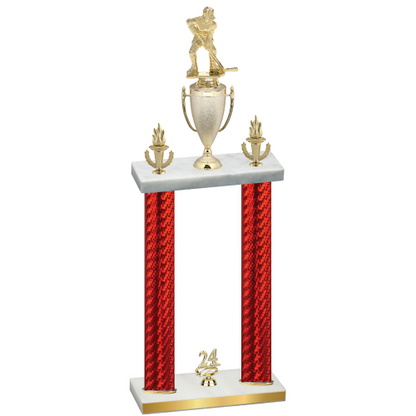 Double Red Carbon Fiber Year Hockey Trophy