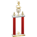 Double Red Carbon Fiber Third Place Lacrosse Trophy