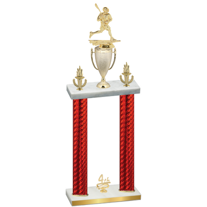 Double Red Carbon Fiber Fourth Place Lacrosse Trophy
