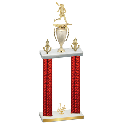 Double Red Carbon Fiber Third Place Lacrosse Trophy