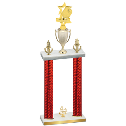 Double Red Carbon Fiber Fourth Place Pickleball Trophy