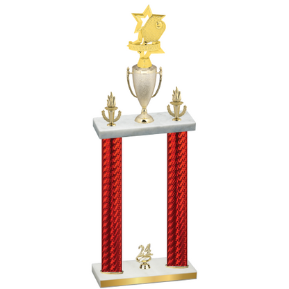 Double Red Carbon Fiber Year Pickleball Trophy