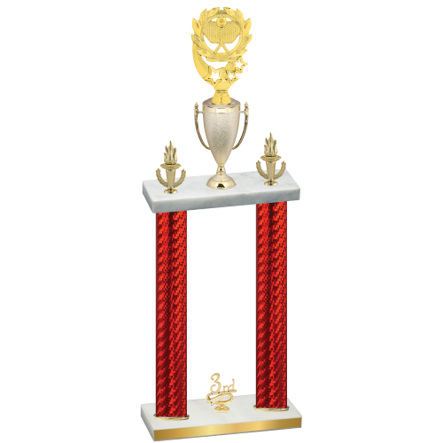 Double Red Carbon Fiber Third Place Pickleball Trophy