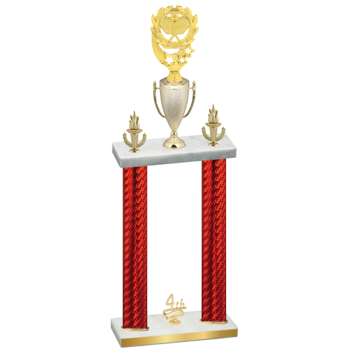 Double Red Carbon Fiber Fourth Place Pickleball Trophy