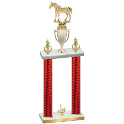 Double Red Carbon Fiber First Place Horses Trophy