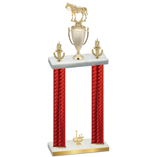 Double Red Carbon Fiber First Place Horses Trophy