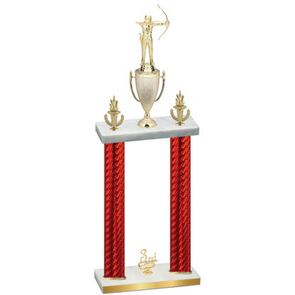 Double Red Carbon Fiber Third Place Archery Trophy