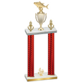Double Red Carbon Fiber Fourth Place Fishing Trophy