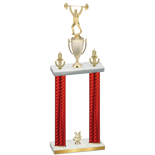 Double Red Carbon Fiber Year Weights Trophy