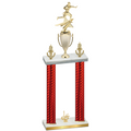 Double Red Carbon Fiber First Place Flag Football Trophy