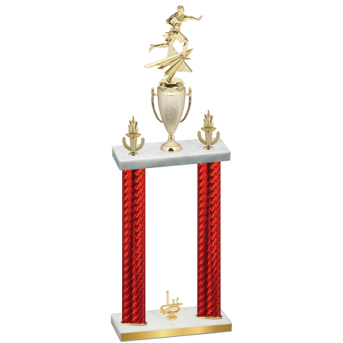 Double Red Carbon Fiber First Place Flag Football Trophy