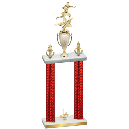 Double Red Carbon Fiber First Place Flag Football Trophy
