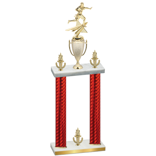 Double Red Carbon Fiber Victory Flag Football Trophy