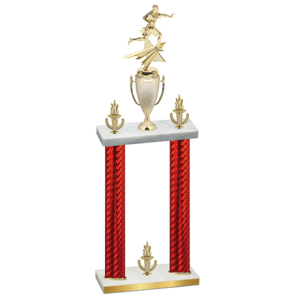 Double Red Carbon Fiber Victory Flag Football Trophy