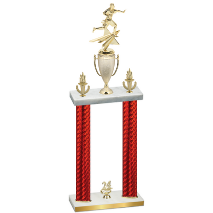Double Red Carbon Fiber Year Flag Football Trophy