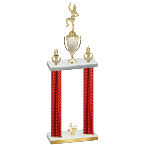 Double Red Carbon Fiber Fourth Place Majorette Trophy