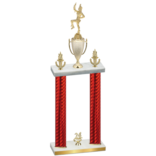 Double Red Carbon Fiber Year Majorette Trophy