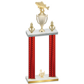 Double Red Carbon Fiber Third Place Fishing Trophy