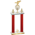 Double Red Carbon Fiber Fourth Place Fishing Trophy