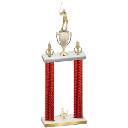Double Red Carbon Fiber Third Place Golf Trophy
