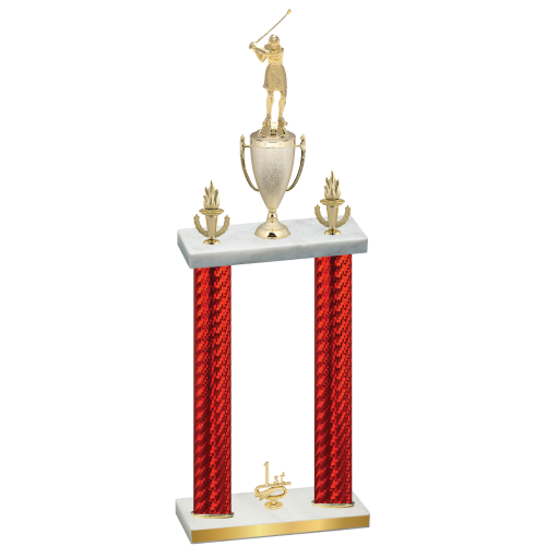 Double Red Carbon Fiber First Place Golf Trophy