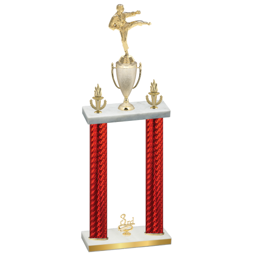 Double Red Carbon Fiber Third Place Karate Trophy