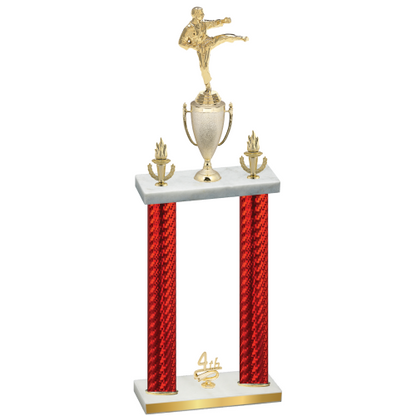 Double Red Carbon Fiber Fourth Place Karate Trophy
